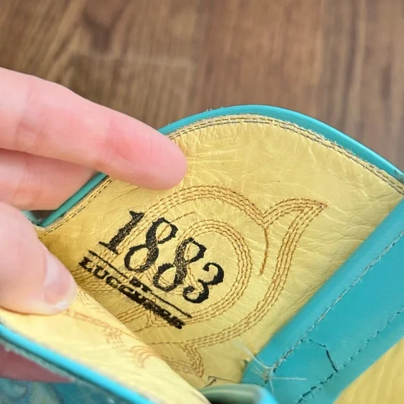 Turquoise Leather 1883 Lucchese Western Boots - Picture 5 of 11